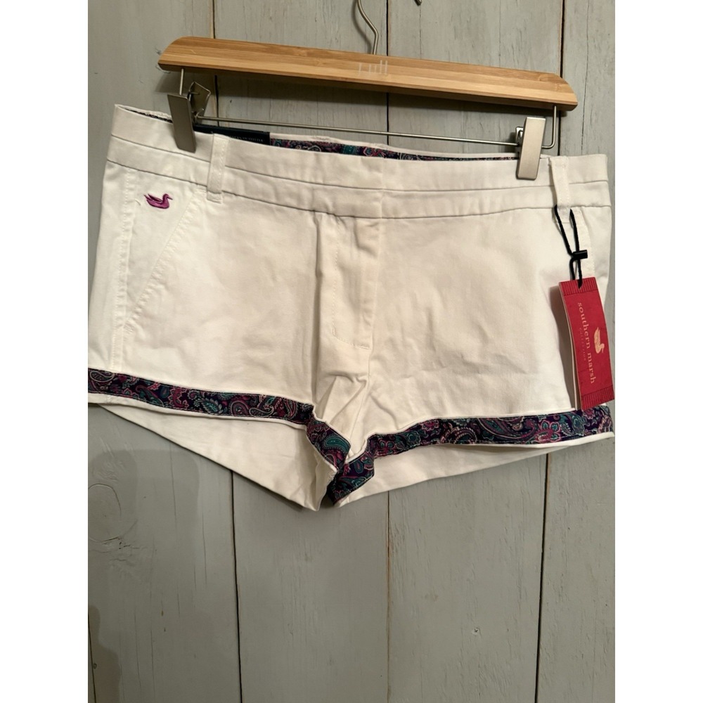 Southern Marsh The Brighton Paisley Chino Short White Sz-10 NWT‎